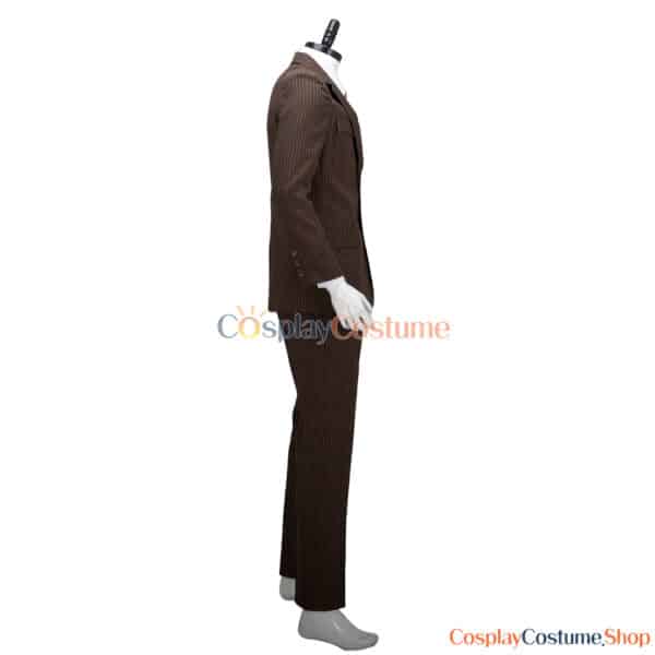 The 10th Doctor Outfit Complete Cosplay Costume With Brown Coat And Striped Suit 10