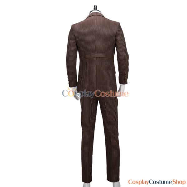 The 10th Doctor Outfit Complete Cosplay Costume With Brown Coat And Striped Suit 11