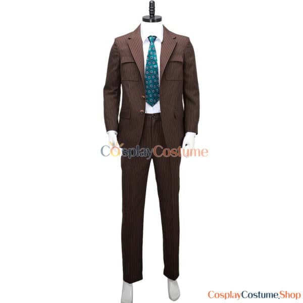 The 10th Doctor Outfit Complete Cosplay Costume With Brown Coat And Striped Suit 12