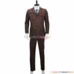 The 10th Doctor Outfit Complete Cosplay Costume With Brown Coat And Striped Suit 13