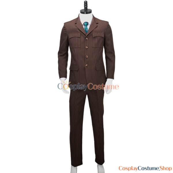 The 10th Doctor Outfit Complete Cosplay Costume With Brown Coat And Striped Suit 13