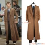 The 10th Doctor Outfit Complete Cosplay Costume With Brown Coat And Striped Suit 2