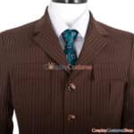 The 10th Doctor Outfit Complete Cosplay Costume With Brown Coat And Striped Suit 4